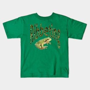 Ribbeting Text Pattern With Tree Frog Photograph Kids T-Shirt